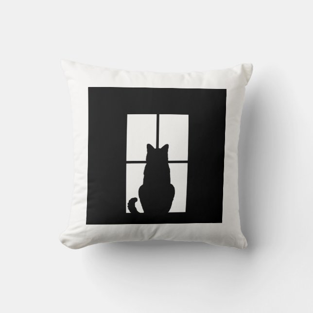Black Cat Click to Customise Window Colour Option Cushion (Front)