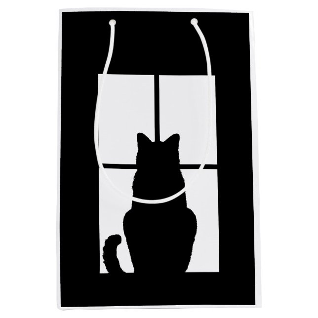 Black Cat Click to Customise Window Colour Option Medium Gift Bag (Front)