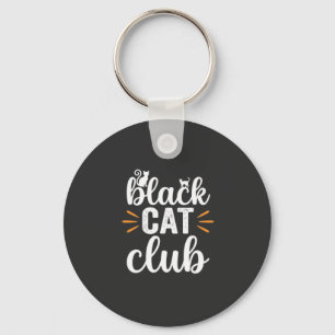 Black Cat Club Halloween Design Key Ring