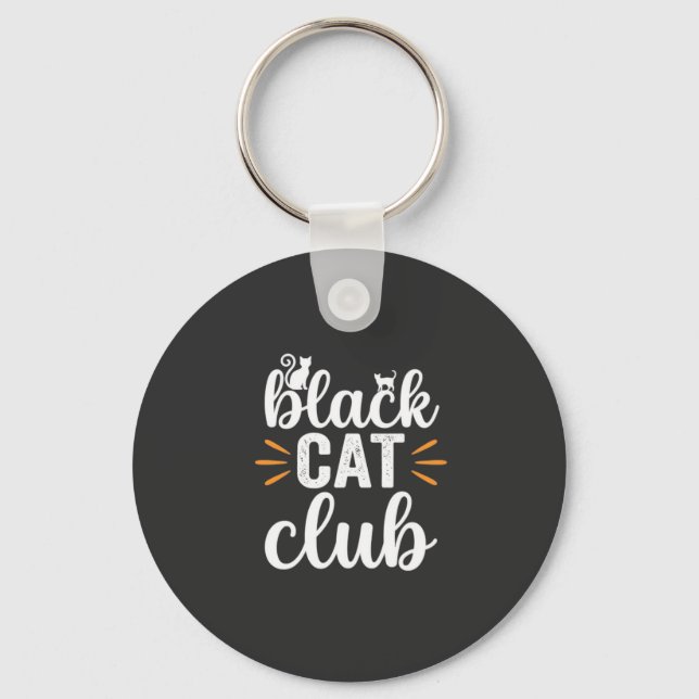 Black Cat Club Halloween Design Key Ring (Front)
