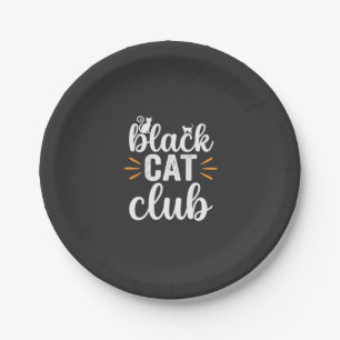 Black Cat Club Halloween Design Paper Plate