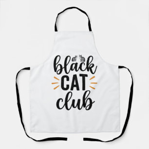 Black Cat Club Vintage Cat Lover Vector Design_1 Apron