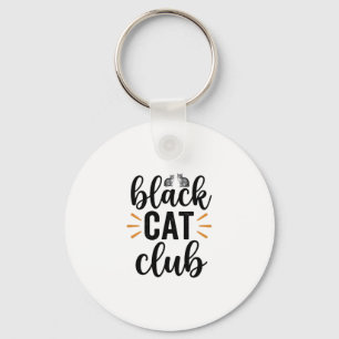 Black Cat Club Vintage Cat Lover Vector Design_1 Key Ring