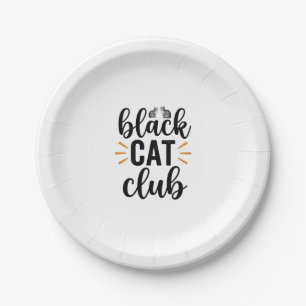Black Cat Club Vintage Cat Lover Vector Design_1 Paper Plate