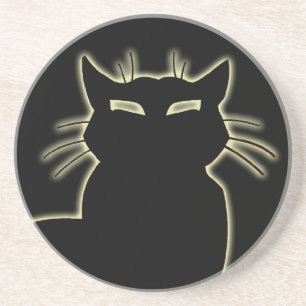 Black Cat Coaster Black Cat Art Decor Cat Lover Gi