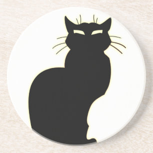 Black Cat Coaster Fun Cat Art Decor Cat Lover Gift