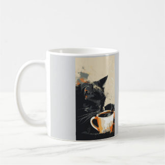Black Cat Coffee Art Mug - Unique Pet Lover Gift