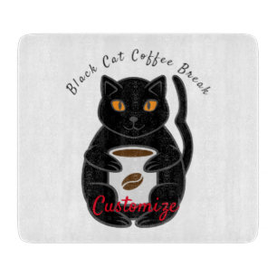 Black Cat Coffee Break Thunder_Cove Cutting Board