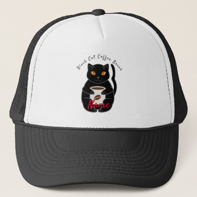 Black Cat Coffee Break Thunder_Cove Trucker Hat (Front)