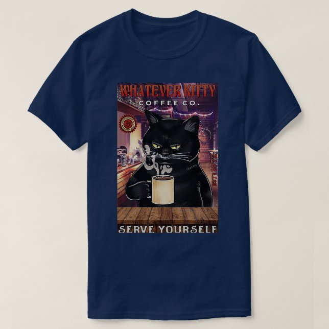 Black Cat Coffee Funny Cat quotes gift T-Shirt (Design Front)