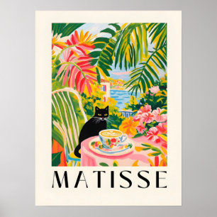 Black Cat Coffee Henri Matisse Style Kitchen Poster