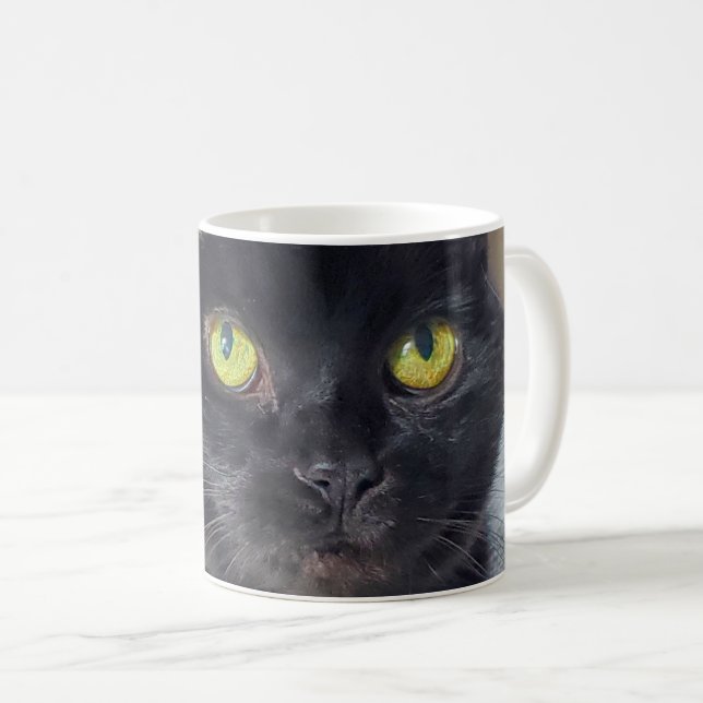 Black cat coffee mug (Front Right)