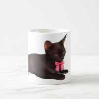 Black Cat Coffee Mug, Two-Tone Ceramic, Cat Lover