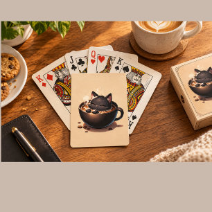 Black Cat Coffee Playing Cards – Cute Gothic Cat C
