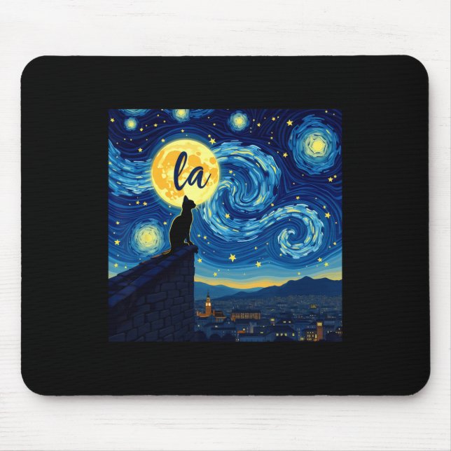 Black Cat Comma La Kamala Harris Halloween Starry  Mouse Pad (Front)