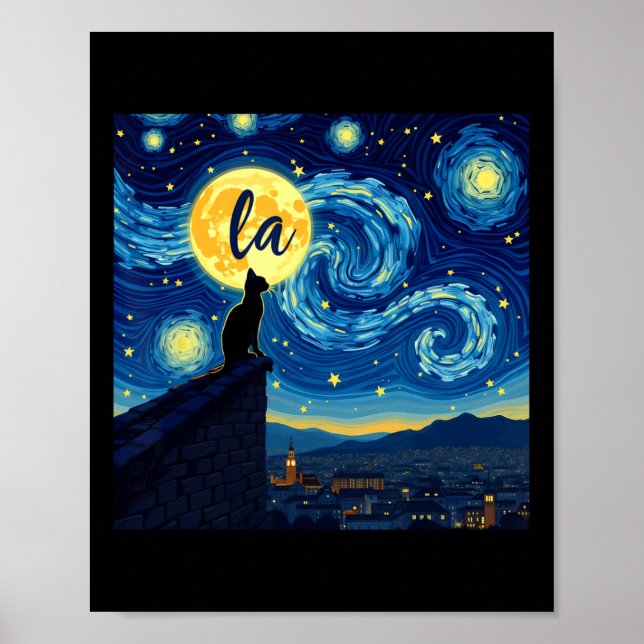 Black Cat Comma La Kamala Harris Halloween Starry  Poster (Front)