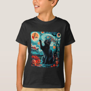 Black Cat Comma La Kamala Harris Halloween Starry T-Shirt