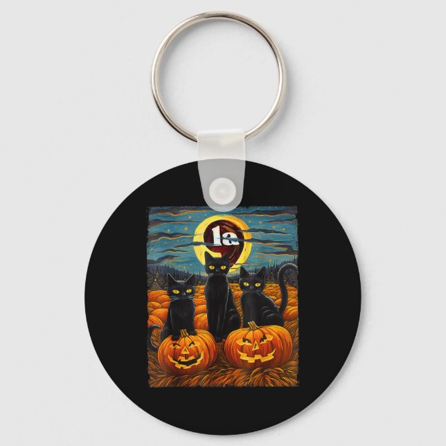 Black Cat Comma La Kamala Harris Tee Halloween Sta Key Ring (Front)