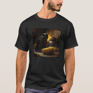 Black Cat Cooking Corn On The Cob T-Shirt