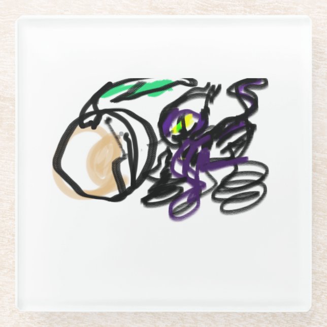 Black Cat cool autumn  Glass Coaster (Front)