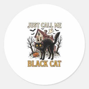 Black Cat Costume Haunted House Funny Halloween Sh Classic Round Sticker