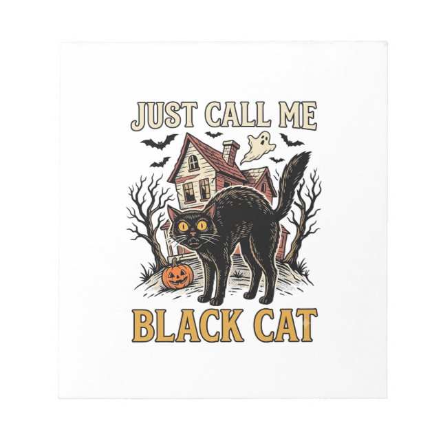 Black Cat Costume Haunted House Funny Halloween Sh Notepad (Front)