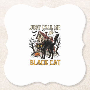 Black Cat Costume Haunted House Funny Halloween Sh Paper Coaster