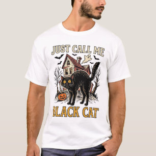 Black Cat Costume Haunted House Funny Halloween Sh T-Shirt