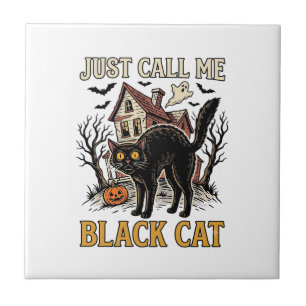 Black Cat Costume Haunted House Funny Halloween Sh Tile