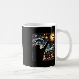 Black Cat Costume Van Gogh Starry Night Funny Cat Coffee Mug