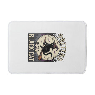 Black Cat Costume Vintage Halloween Witch Cat Shir Bath Mat