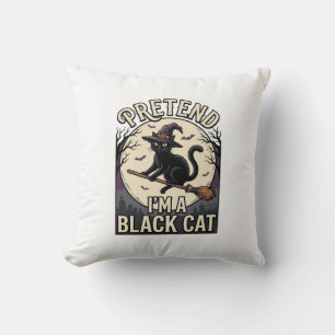 Black Cat Costume Vintage Halloween Witch Cat Shir Cushion