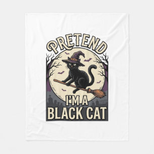 Black Cat Costume Vintage Halloween Witch Cat Shir Fleece Blanket