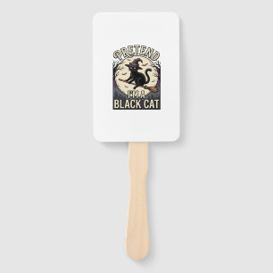 Black Cat Costume Vintage Halloween Witch Cat Shir Hand Fan