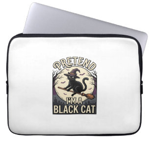 Black Cat Costume Vintage Halloween Witch Cat Shir Laptop Sleeve