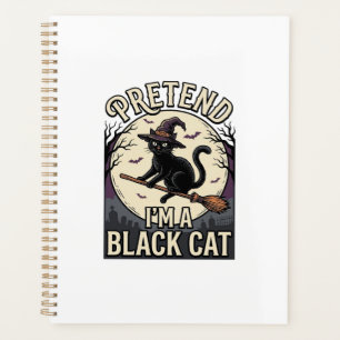 Black Cat Costume Vintage Halloween Witch Cat Shir Planner