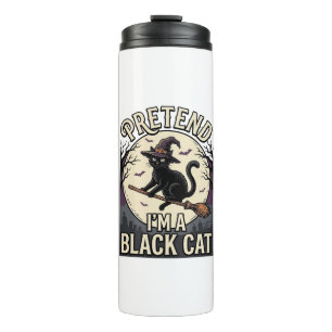 Black Cat Costume Vintage Halloween Witch Cat Shir Thermal Tumbler