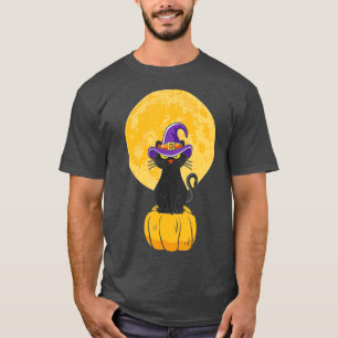 Black Cat Costume Vintage Scary Halloween Witch Ha T-Shirt