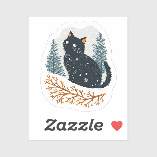 Black cat cosy winter snow (Sheet)