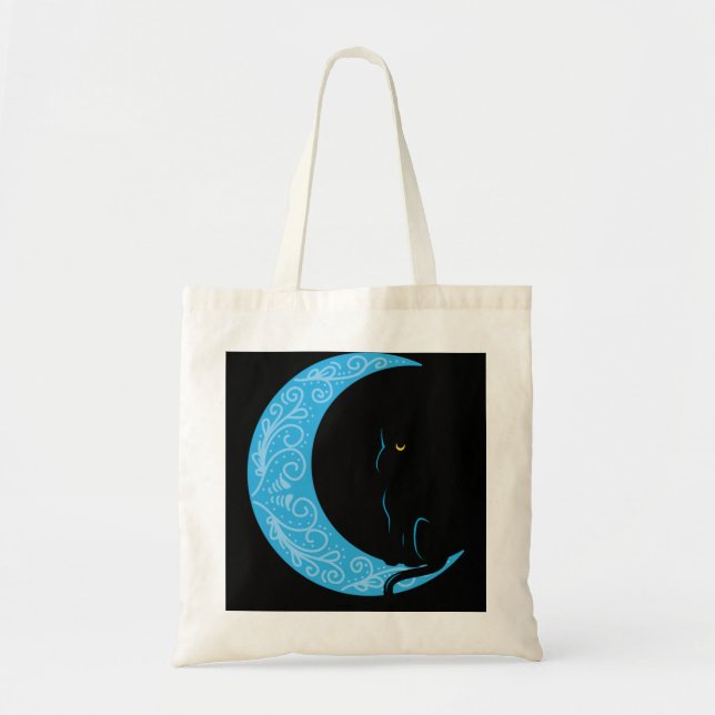 Black Cat Crescent Moon Sailor Mum Hoodie Tote Bag (Front)