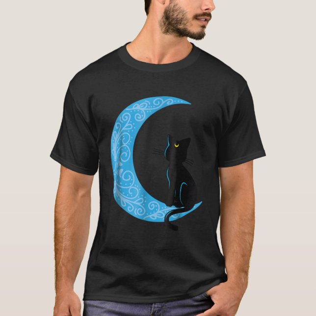 Black Cat Crescent Moon Sailor Mum T-Shirt (Front)
