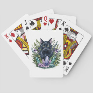 Black Cat Crystals Playing Cards