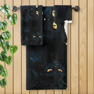Black Cat Cuddle Bath Towel Set