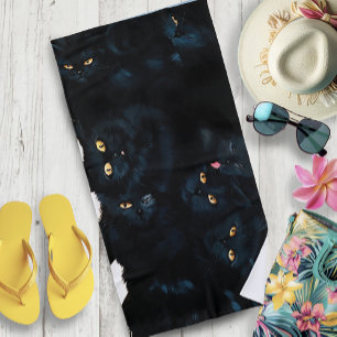 Black Cat Cuddle Beach Towel