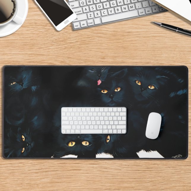 Black Cat Cuddle Desk Mat (Creator Uploaded)