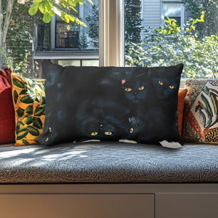 Black Cat Cuddle Lumbar Cushion