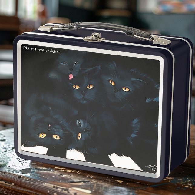 Black Cat Cuddle Metal Lunch Box (Creator Uploaded)