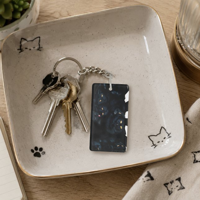 Black Cat Cuddle Pile Felines Cute Key Ring (Creator Uploaded)