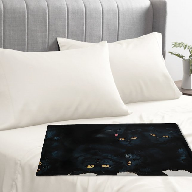Black Cat Cuddle Pile Felines Cute Pillowcase (Creator Uploaded)