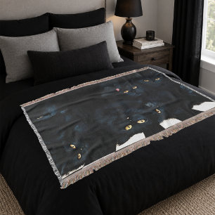 Black Cat Cuddle Pile Felines Cute Throw Blanket